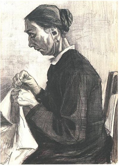 Old Woman Sewing by Vincent van Gogh